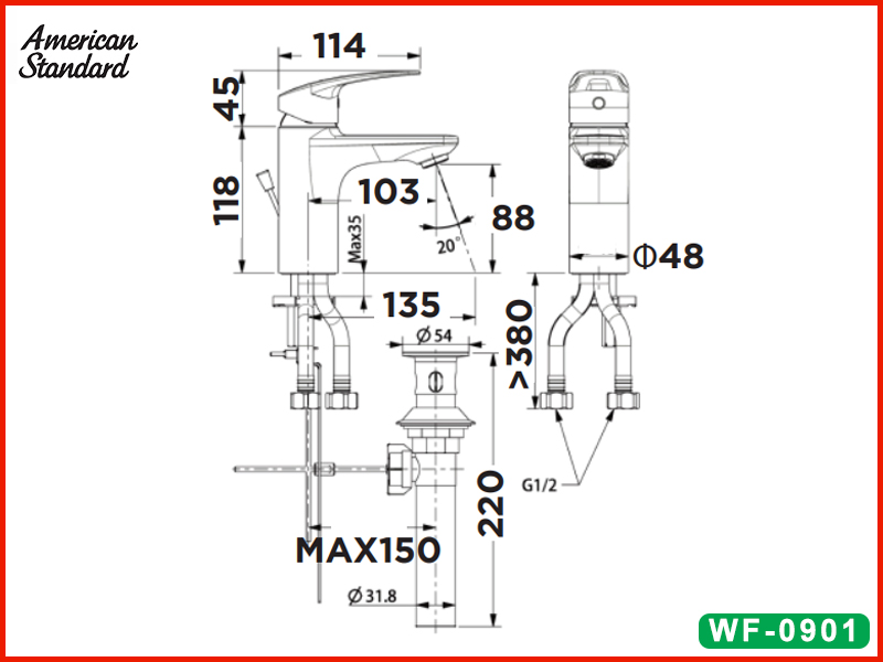 ban-ve-ky-thuat-voi-lavabo-nong-lanh-american-standard-wf-0901