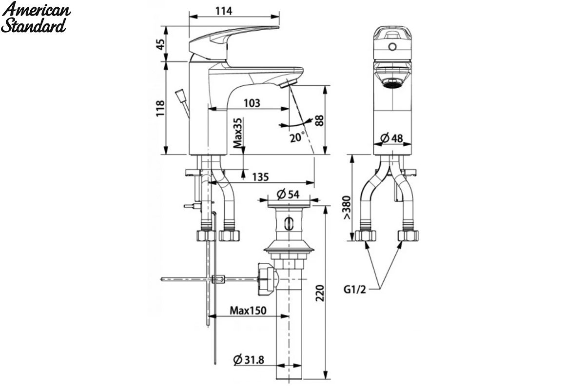 ban-ve-ky-thuat-voi-lavabo-nong-lanh-american-standard-wf-0901